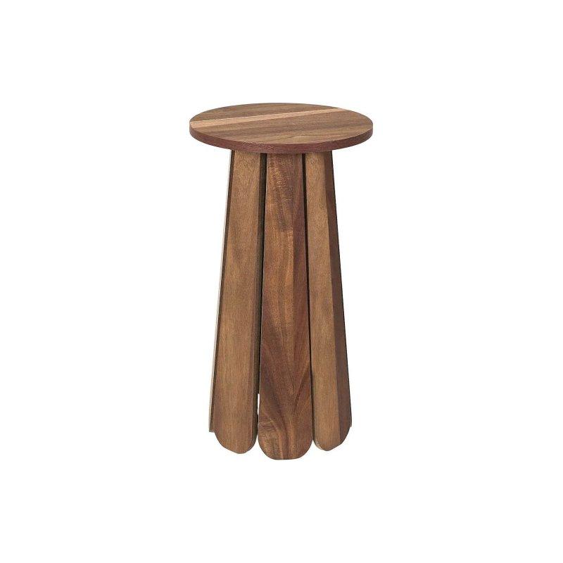 Koyu Kahverengi Ağaç Kaplama MDF Özgün Tasarım Tasarım Yan Sehpa-30x30x55 cm - 110315