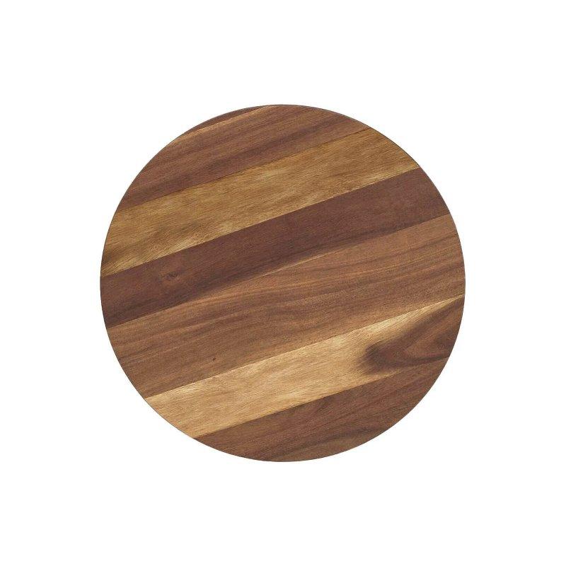 Koyu Kahverengi Ağaç Kaplama MDF Özgün Tasarım Tasarım Yan Sehpa-30x30x55 cm - 110315