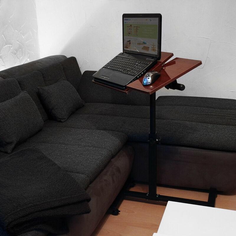 Koyu Kahverengi MDF Ayarlanabilir Eğimli Tekerlekli Yan Sehpa-95x60x41 cm - 111572