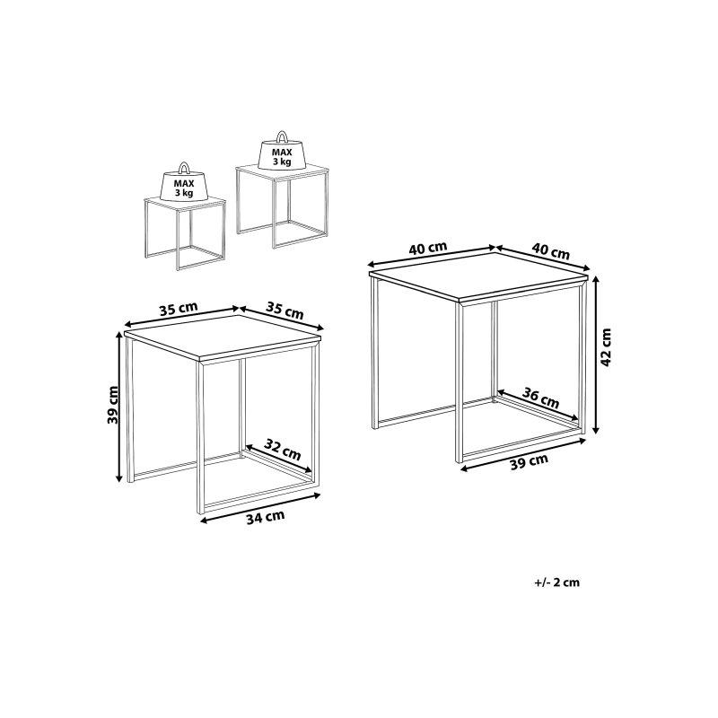 Koyu Kahverengi MDF Zigon Sehpa 40x40x42 cm ve 35x35x39 cm İkili Set - 106411