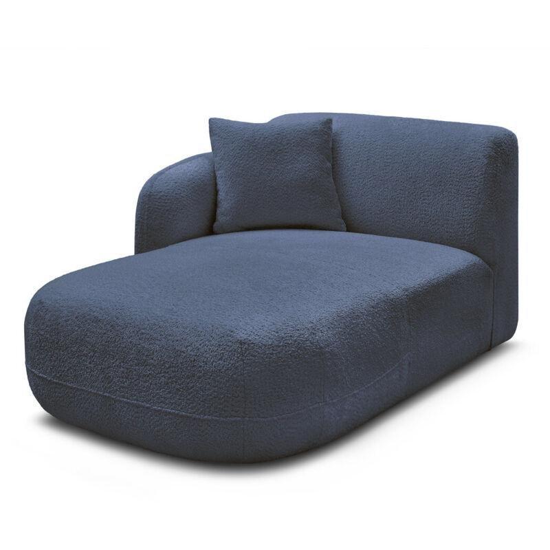 Koyu Mavi Chenille Kumaş Sol Kollu Modüler Dinlenme Koltuğu 104 x 163 x 74 cm - 108969