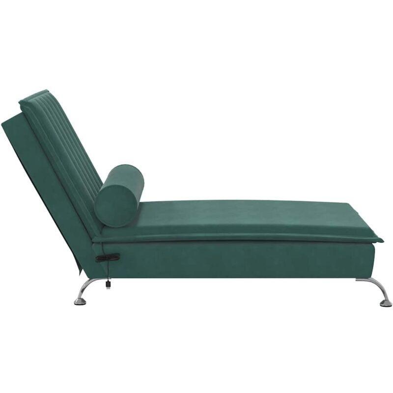 Koyu Yeşil Masaj Özellikli Kadife Dinlenme Koltuğu 137 x 56 x 75 cm - 109082
