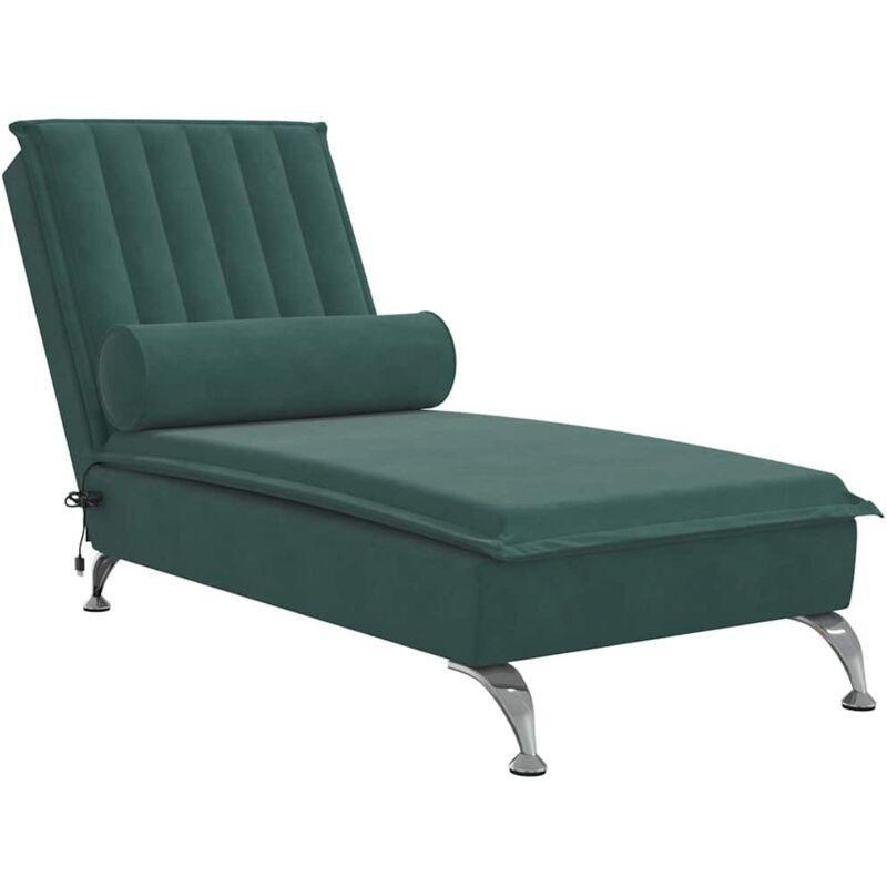 Koyu Yeşil Masajlı Dinlenme Koltuğu Traversin Yastıklı 137 x 56 x 75 cm - 109331