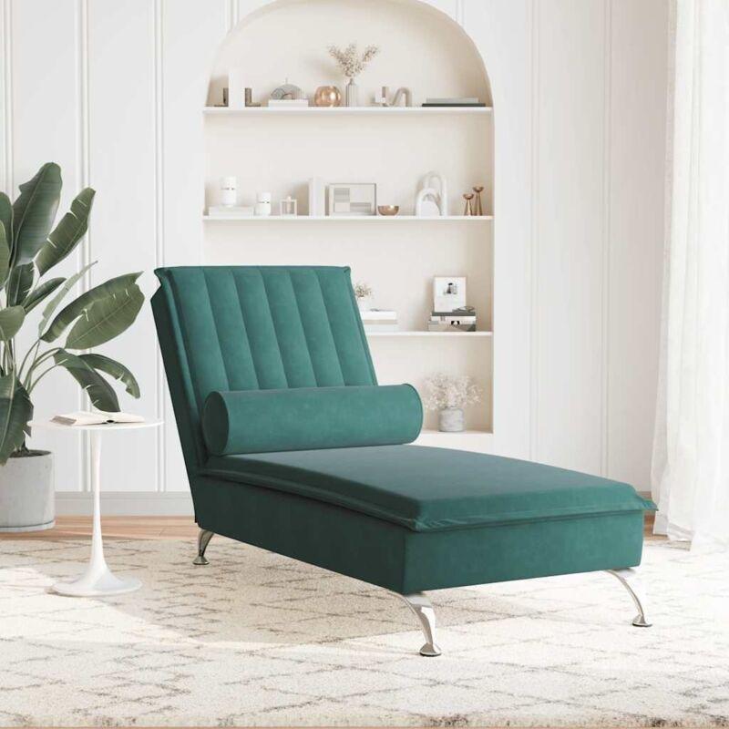 Koyu Yeşil Masajlı Dinlenme Koltuğu Traversin Yastıklı 137 x 56 x 75 cm - 109331