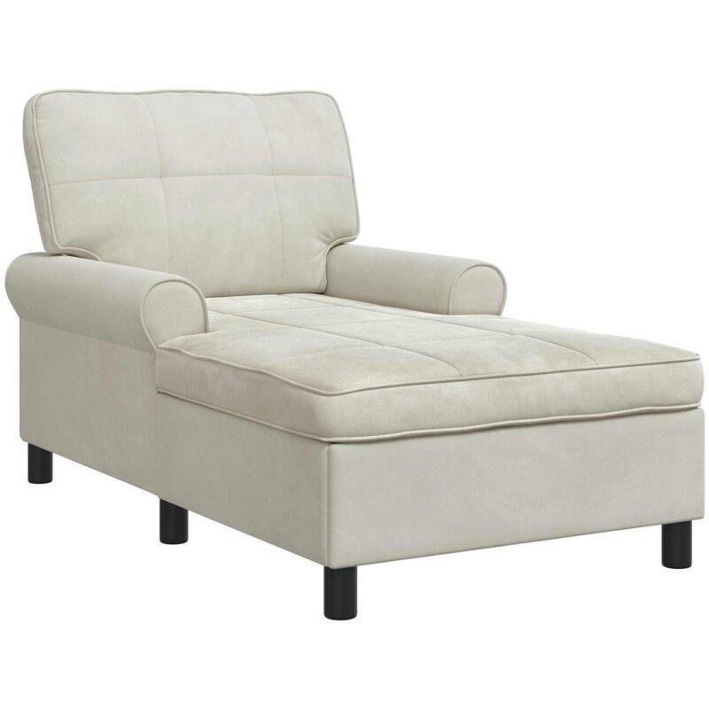 Krem Bej Kadife Dinlenme Koltuğu 91 x 157 x 91 cm - 109146