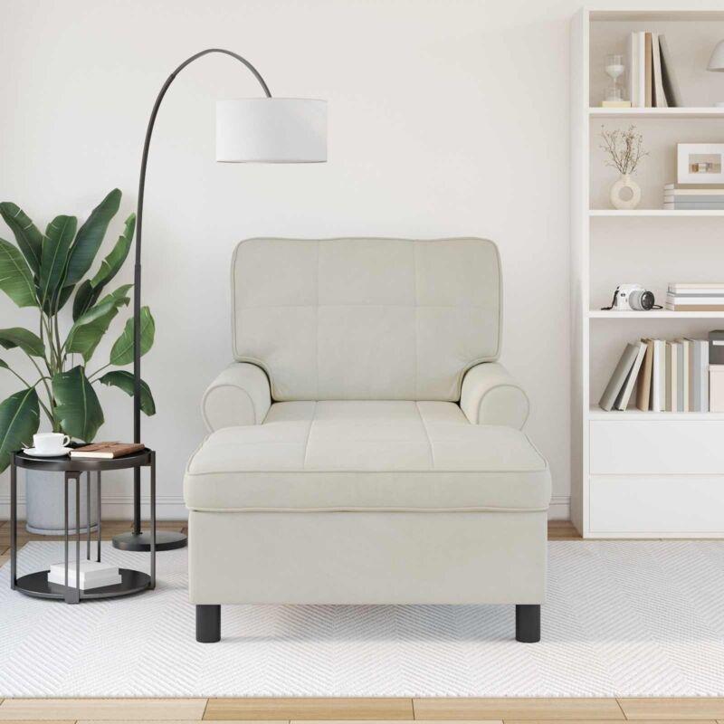 Krem Bej Kadife Dinlenme Koltuğu 91 x 157 x 91 cm - 109146