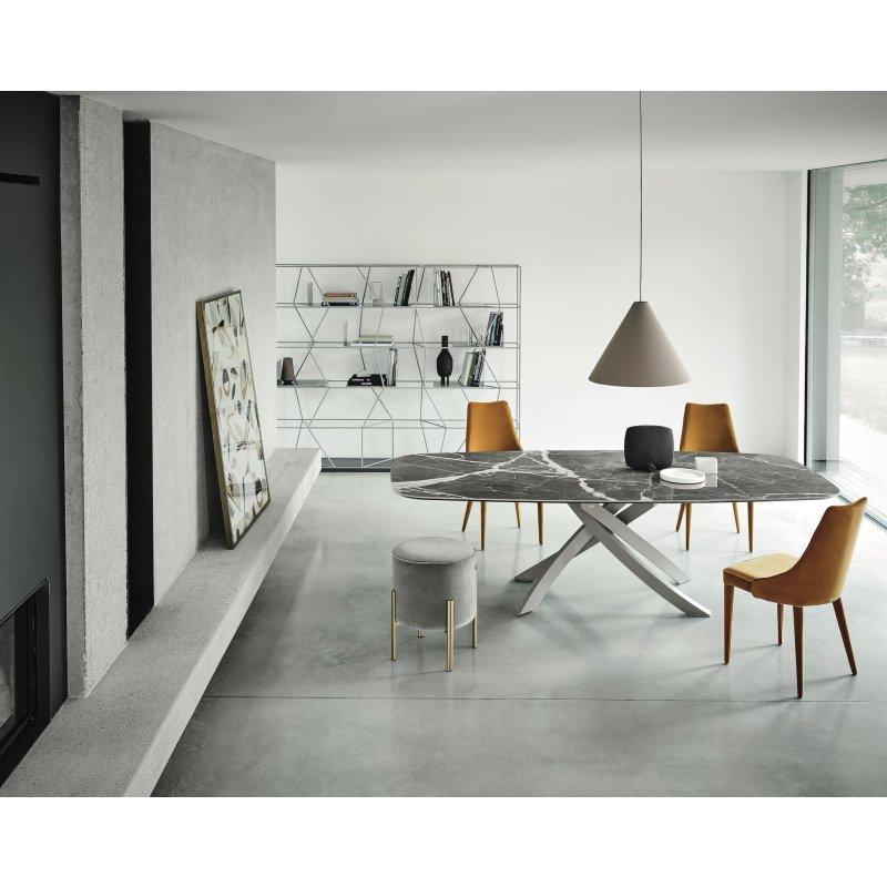 Krem Bej Mermer Masa 200x100x75 cm Gri Metal Ayaklı - 91804