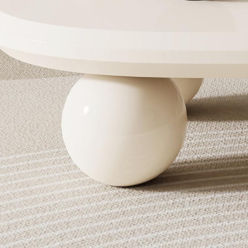 Krem Beyaz Masif Ahşap Fasulye Orta Sehpa 130x80 cm - 104209