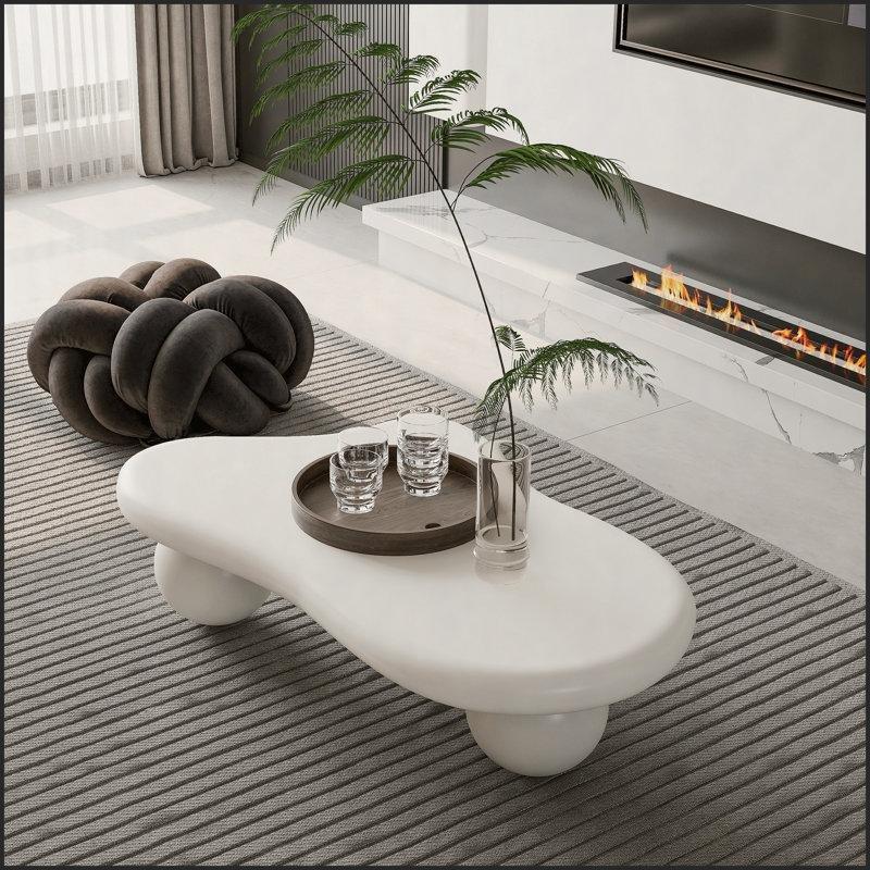 Krem Beyaz Top Ayaklı Orta Sehpa 102x68 cm - 105976