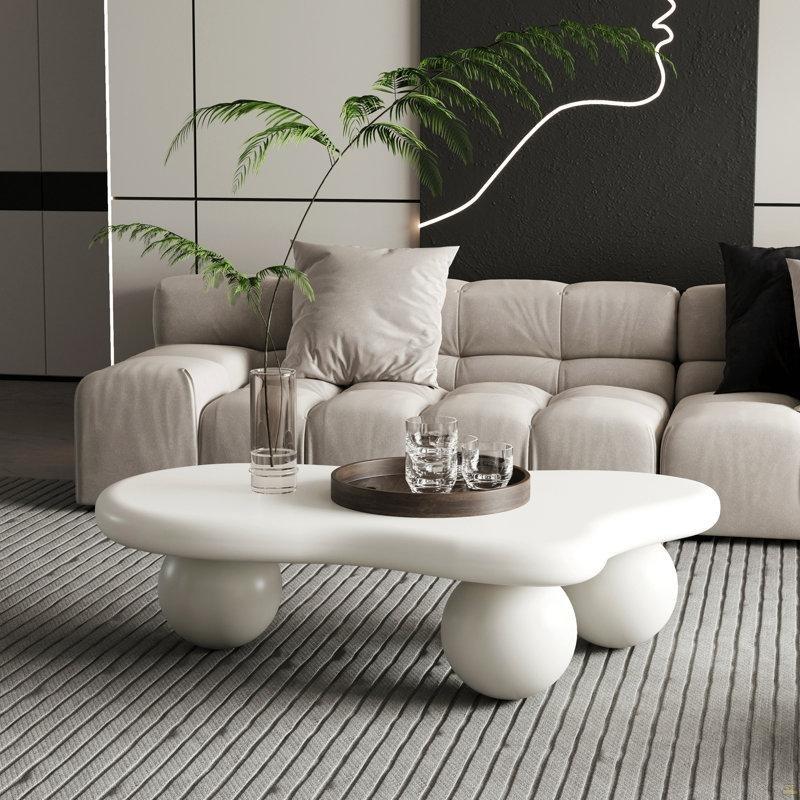 Krem Beyaz Top Ayaklı Orta Sehpa 102x68 cm - 106006