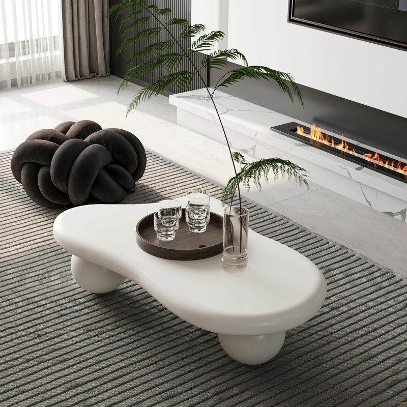 Krem Beyaz Top Ayaklı Orta Sehpa 102x68 cm - 106006