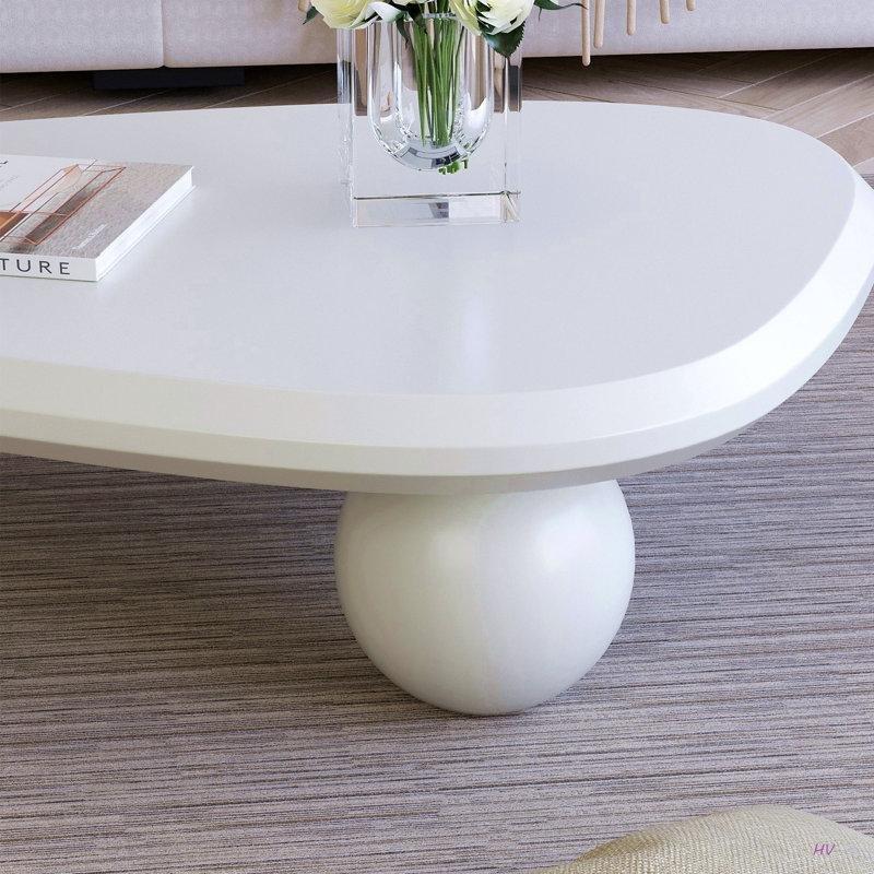 Krem Beyaz Top Ayaklı Orta Sehpa 98x65 cm - 105949