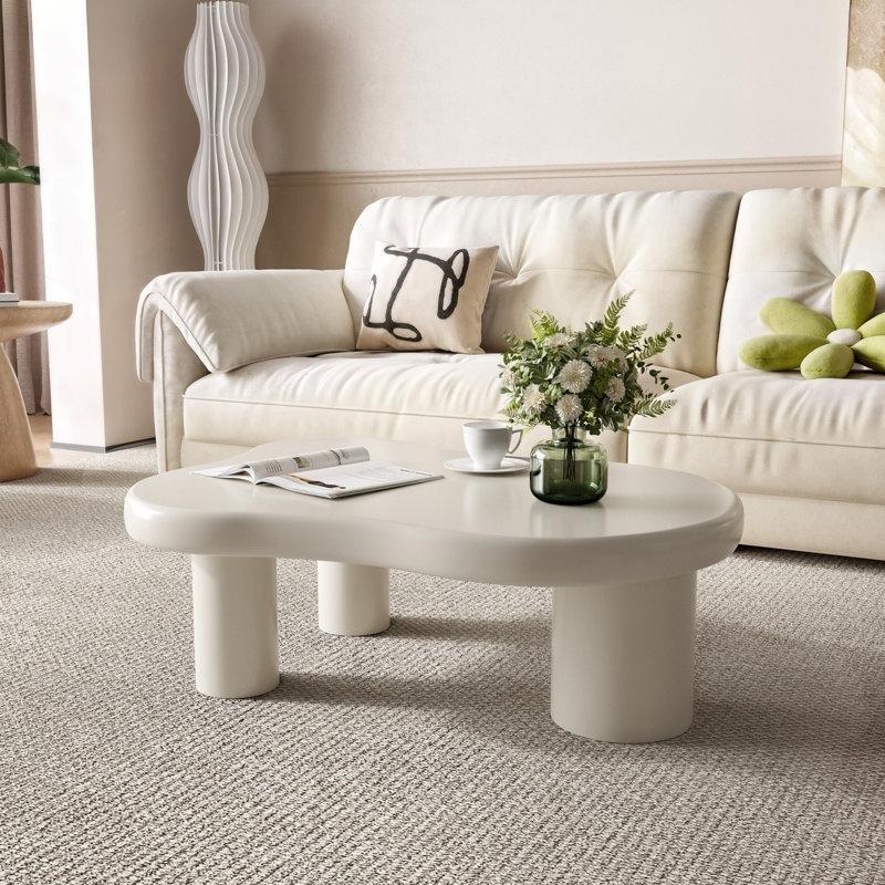 Krem Bulut Tasarımlı Fasulye Orta Sehpa 42 cm Yükseklik 87 cm Genişlik 125 cm Derinlik Endüstriyel Ahşap - 104191