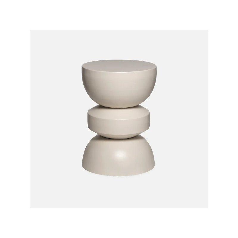 Krem Demir Minimalist Tasarım Yan Sehpa-32x43x32 cm - 110168