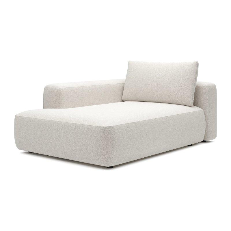 Krem Dokulu Kumaş Dinlenme Koltuğu Sağ Köşe Çıkarılabilir Sırt Kılıflı-185x119x84 cm - 110054