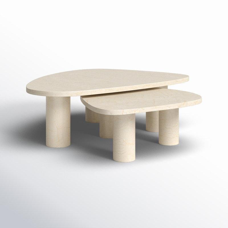 Krem Mermer Zigon Sehpa 122x76x38 cm - 108364