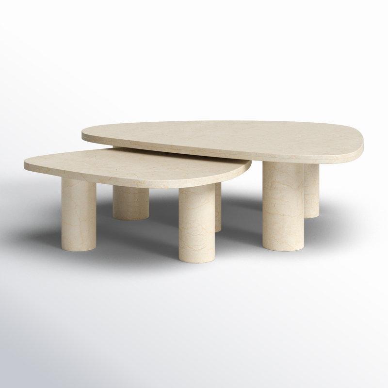 Krem Mermer Zigon Sehpa 122x76x38 cm - 108364