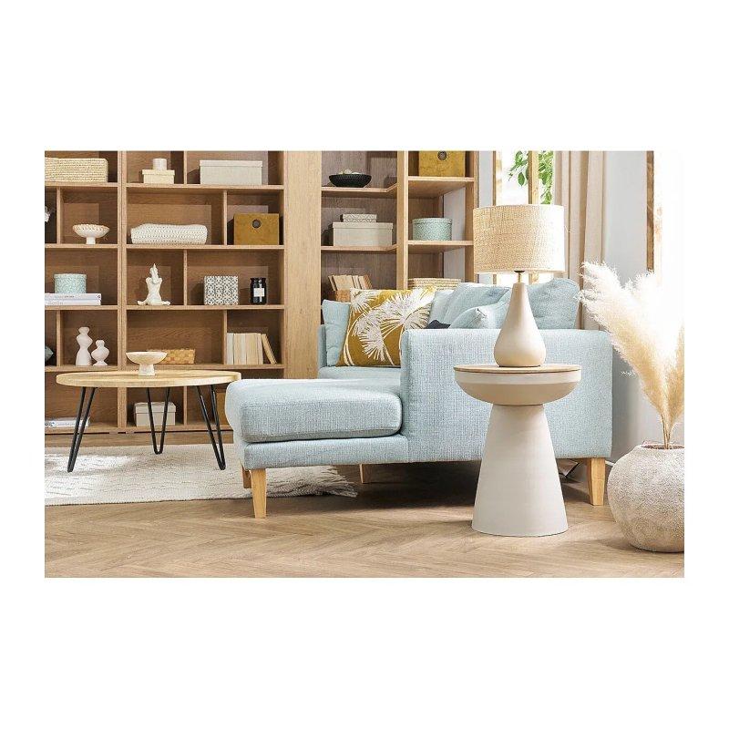 Krem Metal ve Masif Mango Ağacı Orta Sehpa 40x52 cm - 102153