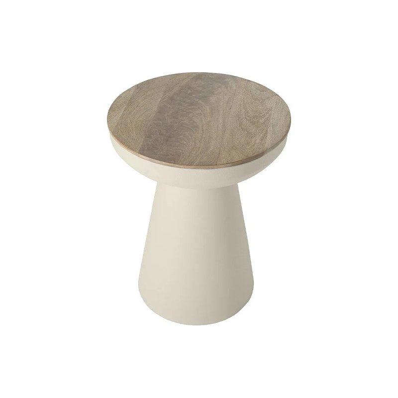 Krem Metal ve Masif Mango Ağacı Orta Sehpa 40x52 cm - 102153