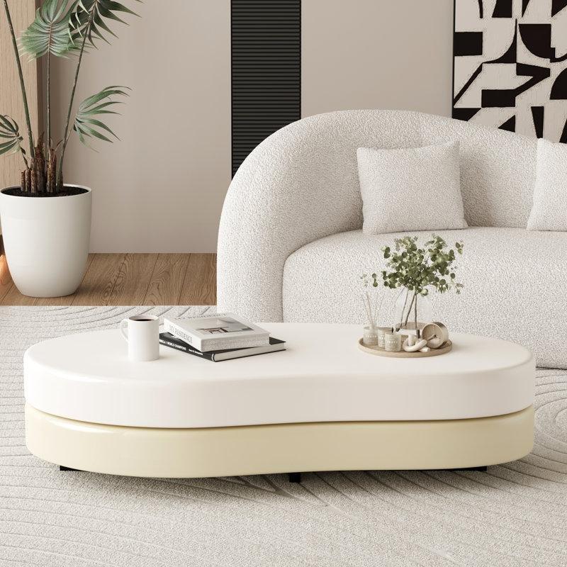 Krem Rengi Dönerli Açılabilir Orta Sehpa 110x55 cm - 104452