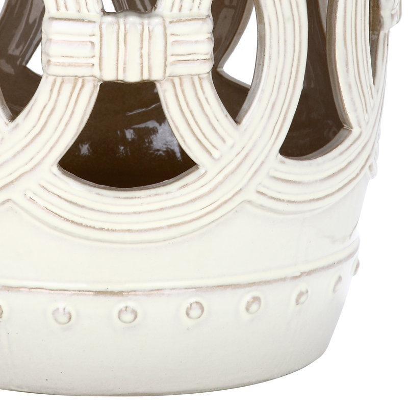 Krem Seramik Suya Dayanıklı Seramik Yan Sehpa-44x34x34 cm - 113520