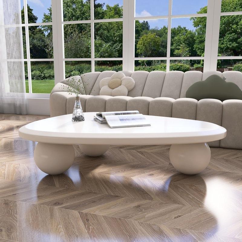 Krem Top Ayaklı Orta Sehpa 98 cm - 106009