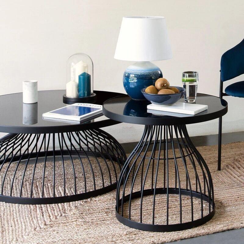 Kushi Metal Siyah Yuvarlak Orta Sehpa 90 cm - 102846