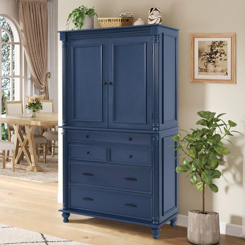 Lacivert Çok Amaçlı Dolap 196 cm 110 cm 51 cm 5 Çekmeceli - 92911