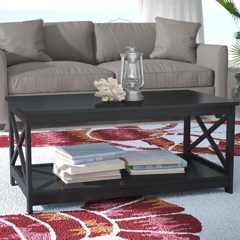 Lacivert Orta Sehpa 100 cm Endüstriyel Ahşap Raflı - 104359
