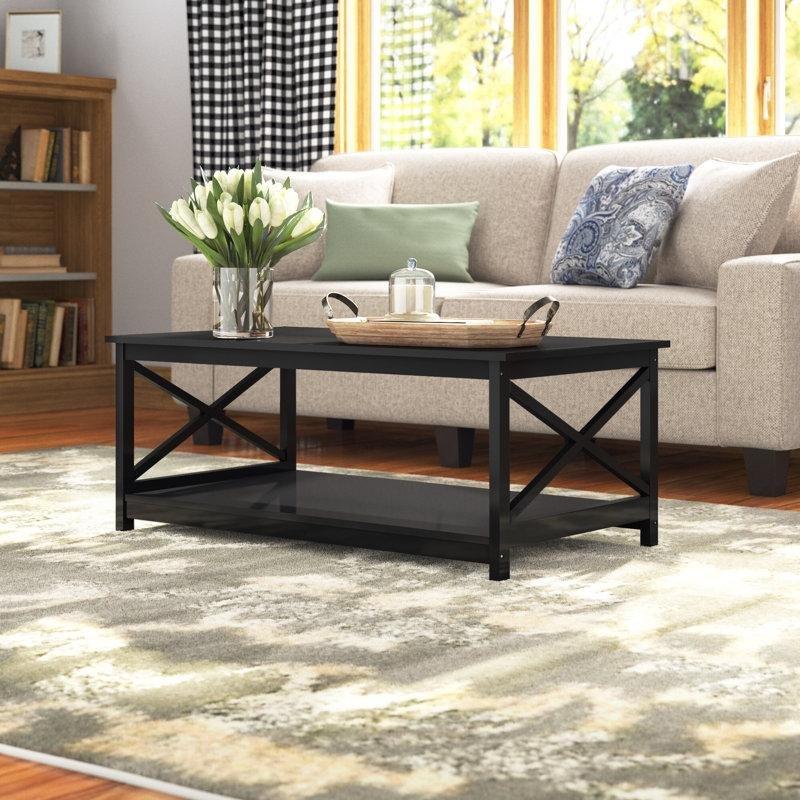 Lacivert Orta Sehpa 100 cm Endüstriyel Ahşap Raflı - 104359