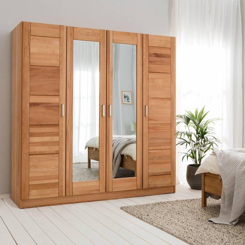 Landvetter Ceviz Rengi Aynalı 4 Kapılı Gardrop 202x205x60 cm - 90904