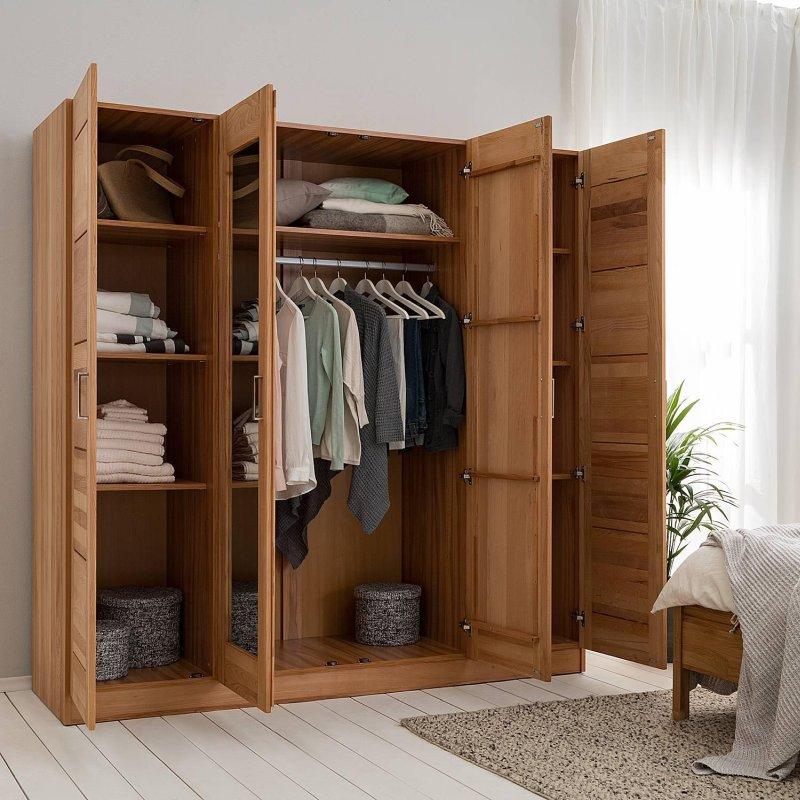 Landvetter Ceviz Rengi Aynalı 4 Kapılı Gardrop 202x205x60 cm - 90904