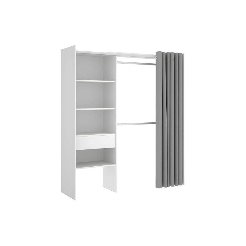 Laurent Beyaz-Gri Genişletilebilir Gardrop 110-160 cm - 90340