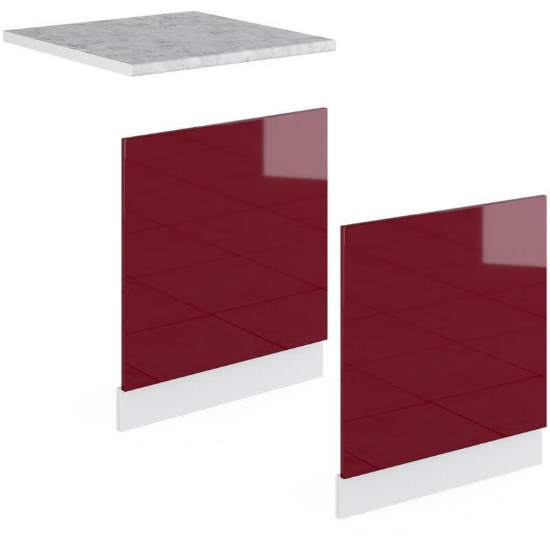 Lave-vaisselle Façade Paneli Endüstriyel Ahşap Bordo Parlak 60x57 cm - 100875
