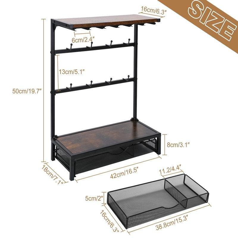 Looife Kahve Köşesi MDF Ahşap ve Çelik 42 cm - 99922