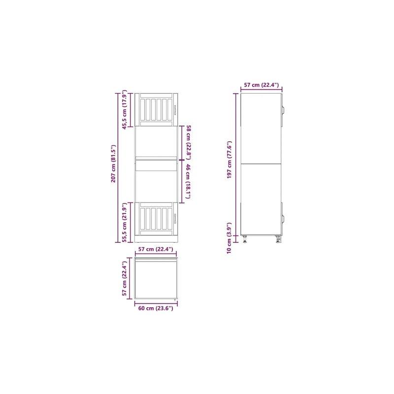 Lucca Endüstriyel Ahşap Fırın Dolabı Beyaz 60x57x207 cm - 100665