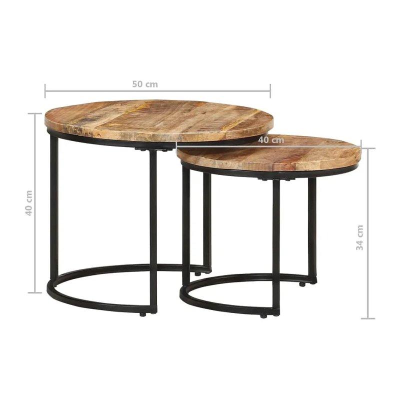 Mango Ağacı 2li Zigon Sehpa 50 cm Siyah Metal Ayaklı - 106528