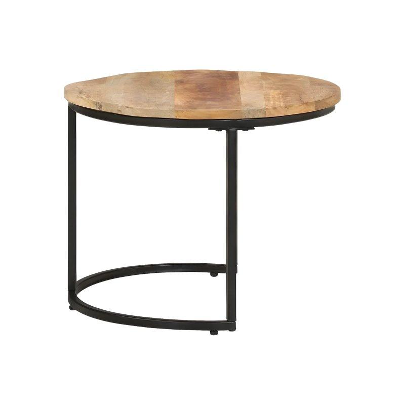 Mango Ağacı 60 cm Yuvarlak Üçlü Zigon Sehpa Siyah Metal Ayaklı - 106483