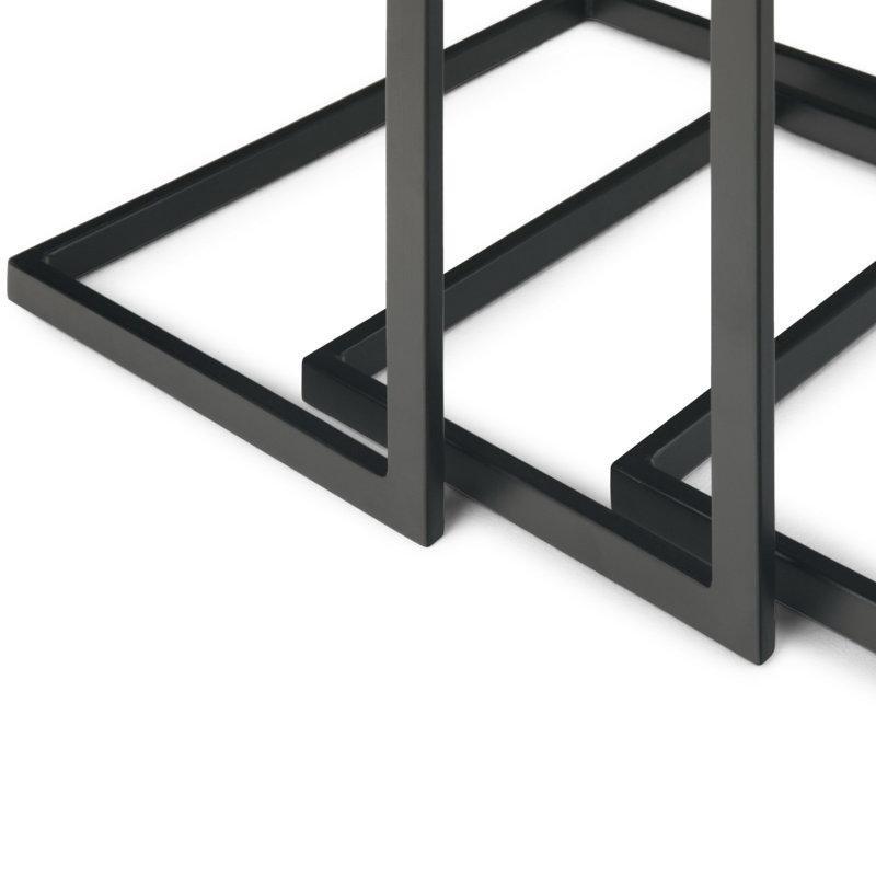 Mango Masif Ahşap C Zigon Sehpa 60x30x46 cm Siyah Metal Ayaklı 3'lü Set - 108160