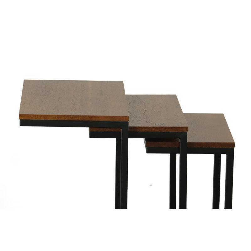Mango Masif Ahşap C Zigon Sehpa Siyah Metal Ayaklı 60x46x30 cm - 108151