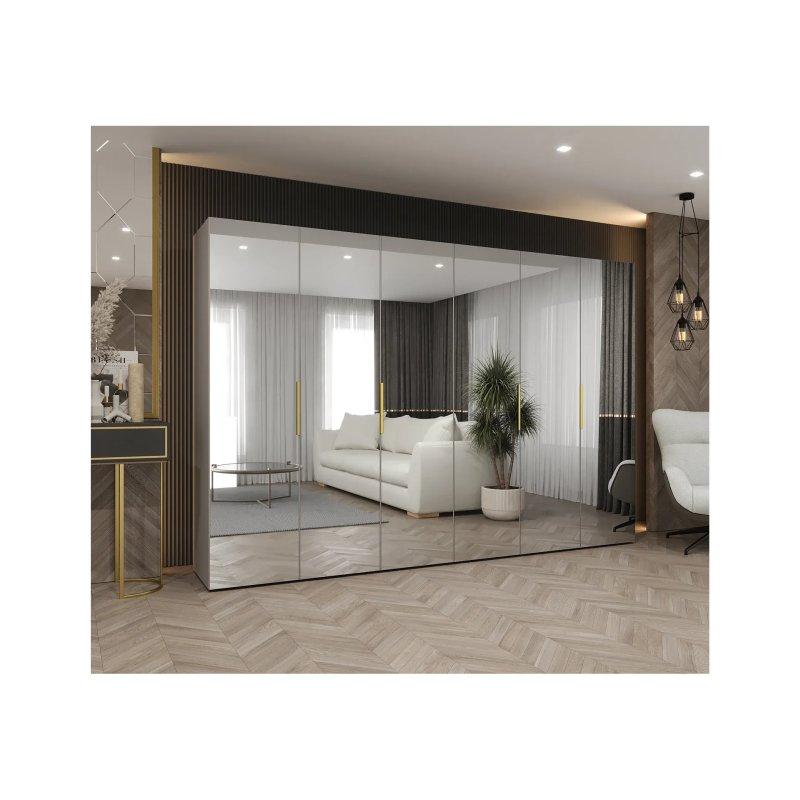 Marbella 6 Kapılı Gardrop Kaşmir-Gold 300x202x52 cm Aynalı - 90475