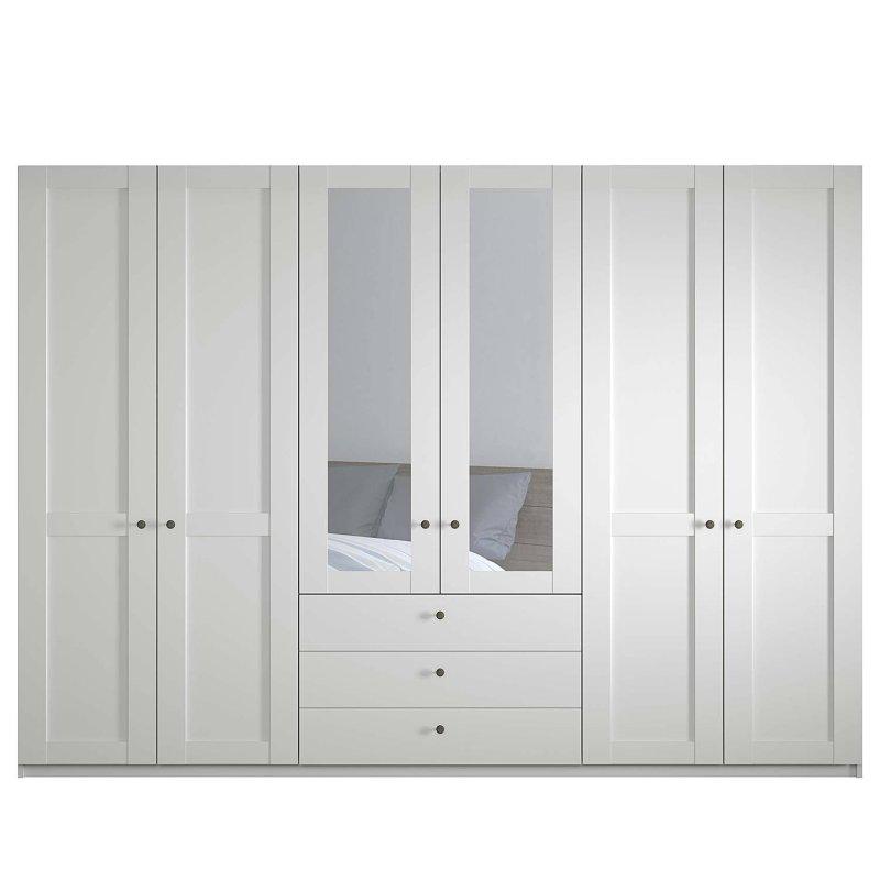 Marlow Beyaz 6 Kapılı Gardrop 295x216x58 cm Aynalı ve Şuvalı - 90928