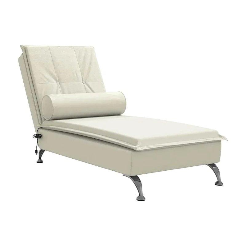 Masaj Silindirli Kadife Dinlenme Koltuğu Krem-137x56x75 cm - 109985