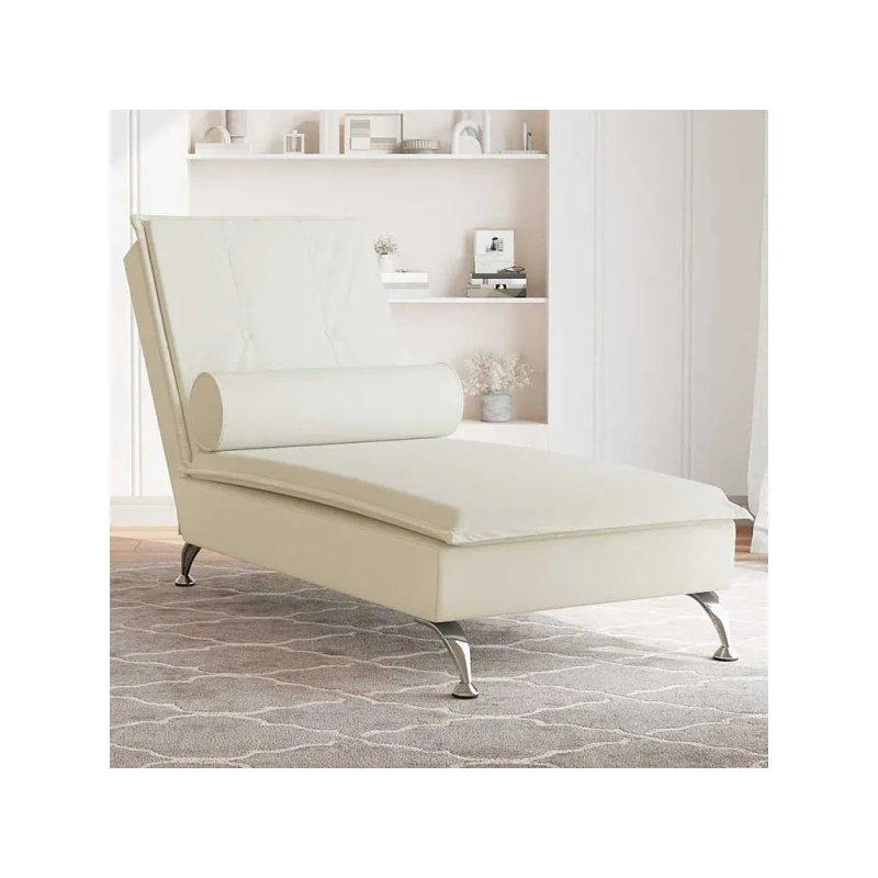 Masaj Silindirli Kadife Dinlenme Koltuğu Krem-137x56x75 cm - 109985