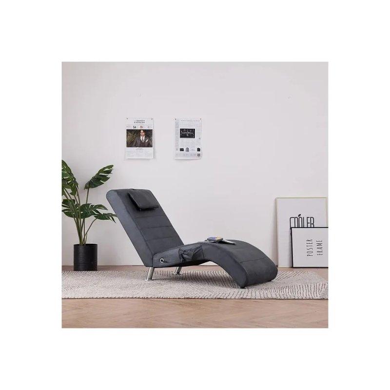 Masaj ve Isıtma Fonksiyonlu Dinlenme Koltuğu Gri Suni Deri Süet-144x59x79 cm - 110081