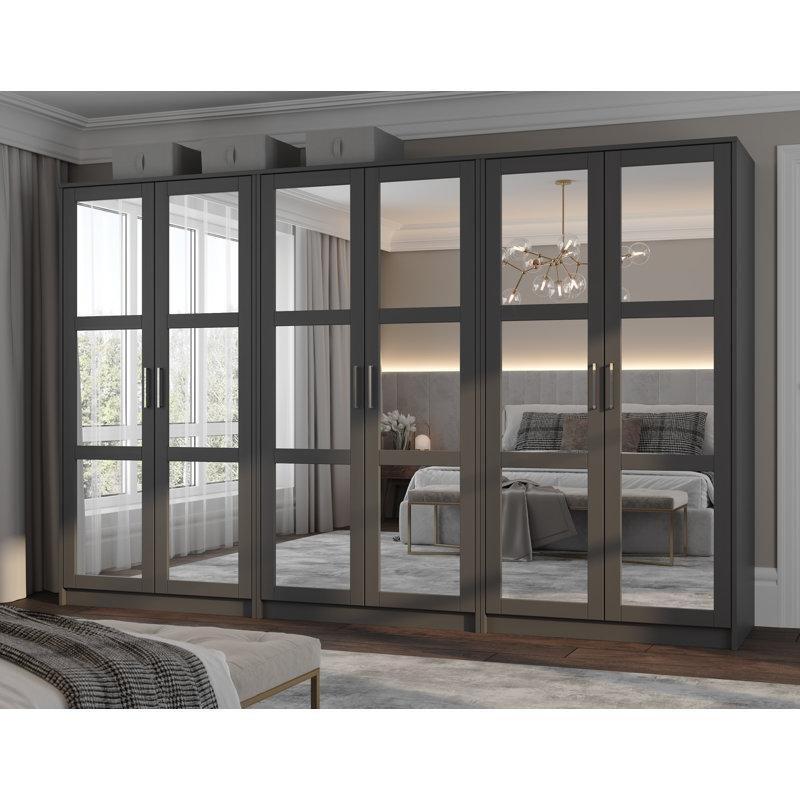 Masif Ahşap Aynalı 6 Kapılı Gardrop 287 cm - 91234