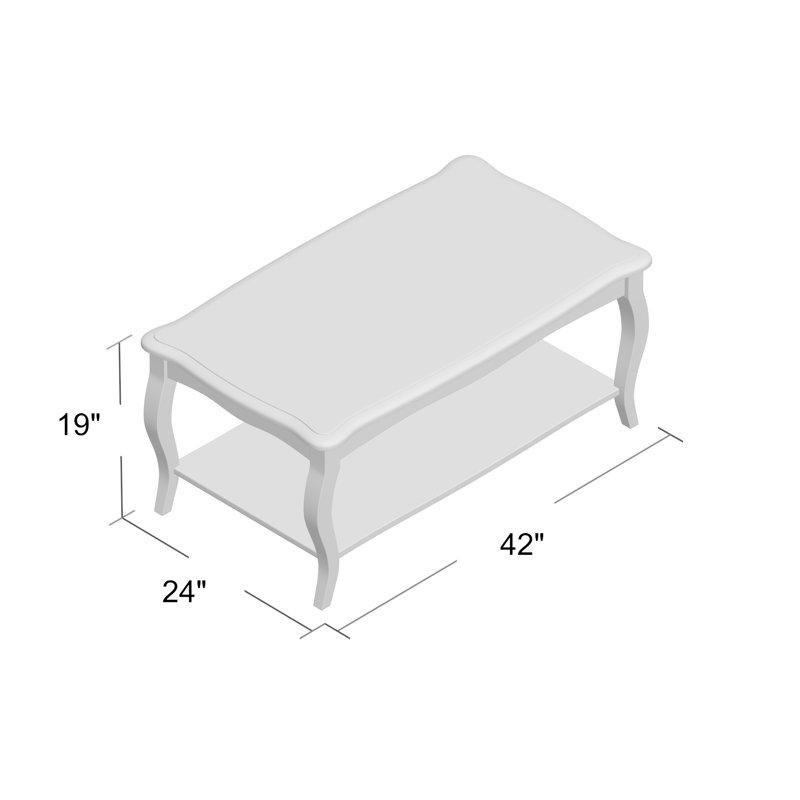 Masif Ahşap Country Orta Sehpa 107x61x48 cm Açık Raflı Kavisli Ayaklı - 104923