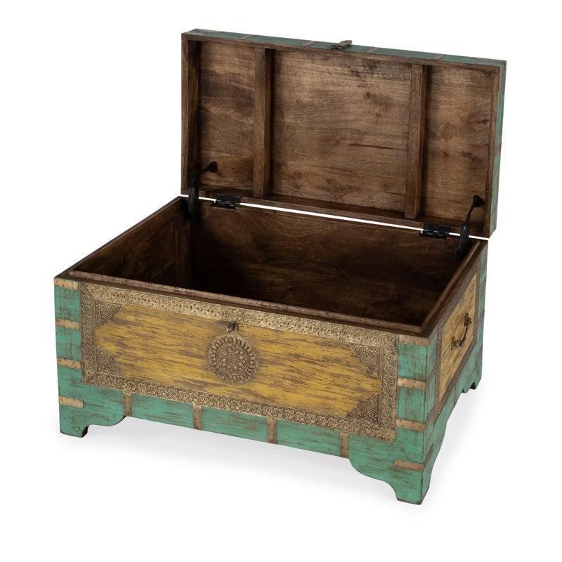 Masif Ahşap Dikdörtgen Orta Sehpa 80x43x44 cm Açılır Saklama Bölmeli - 104713
