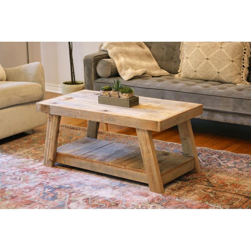 Masif Ahşap Eskitme Orta Sehpa 102x51x46 cm - 104134