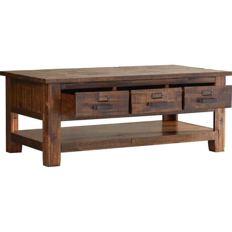 Masif Ahşap Üstü Eskitme Orta Sehpa 48x26 cm - 104131